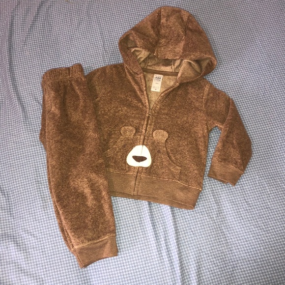 Carter's Other - Fuzzy brown bear jogger suit with hooded zip sweatshirt